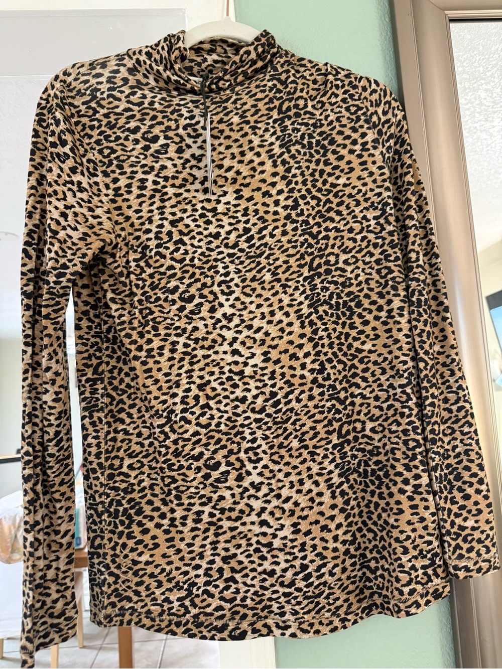 Ragdoll Leopard Print Mock Neck Top - Tan & Black